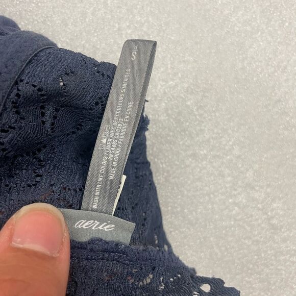 Bundle of Aerie Blue Lace Bralettes Bandeau and High Necklace - Picture 4 of 10